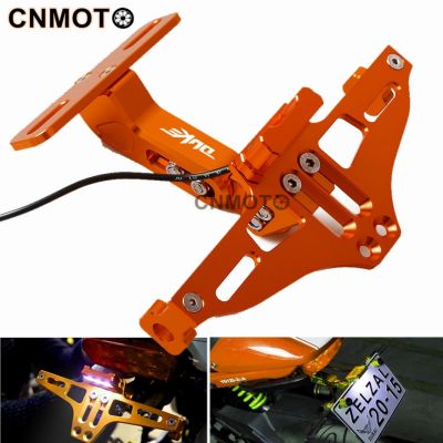 For KTM Duke 125 200 250 390 DUKE 690 1290 2011-2023 Adjustable CNC License Plate Bracket with LED Frame Number Plate Holder 1