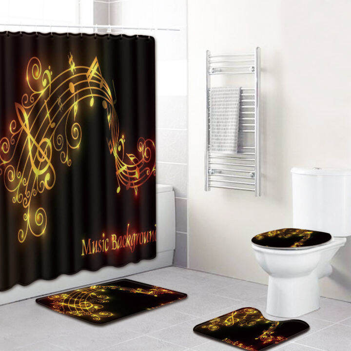 bath-mat-and-shower-curtain-set-in-the-bathroom-homedecor-tolilet-carpet-set-antislip-waterproof-musical-note-print-foot-rug-set