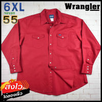 Wrangler®แท้ อก 55 ไซส์ 6XL เสื้อเชิ้ตผู้ชาย แรงเลอร์ สีแดง เสื้อแขนยาว เสื้อใส่เที่ยวใส่ทำงานสวยๆ