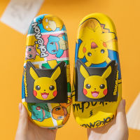 Baokemeng Pikachu รองเท้าแตะเด็กสำหรับฤดูร้อน,กันลื่นในบ้านนุ่มพื้นรองเท้ารองเท้าแตะแบบหนีบการ์ตูนน่ารัก Tznret168