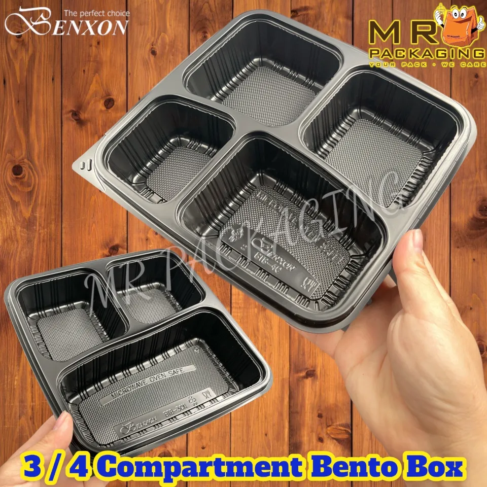 Microwavable Food Container with Lid Bento Box, Black with lid ,Set of 50pcs