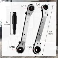 Ratcheting Service Wrench with Hex Bit Adapter 3/8 to 1/4 5/16 39; 39; x 1/4 39; 39; Refrigeration Service Wrench Set