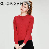 2019Giordano ผู้หญิงจอร์แดน Cardigan ปุ่มธรรมดาด้านหน้าสำนักงานเสื้อสำหรับสุภาพสตรีแขนยาว Crewneck เสื้อคาร์ดิแกนสตรี053506152023