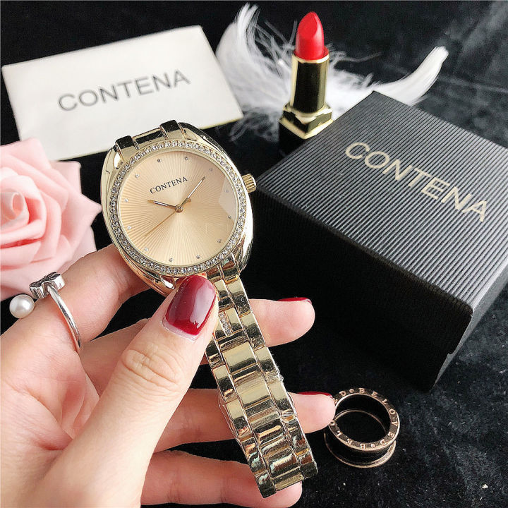 นาฬิกาข้อมือผู้หญิงเจนีวาแฟชั่นพร้อมของขวัญดีไซน์หรูหราระดับไฮเอนด์สำหรับผู้หญิง-สีชมพูดำ