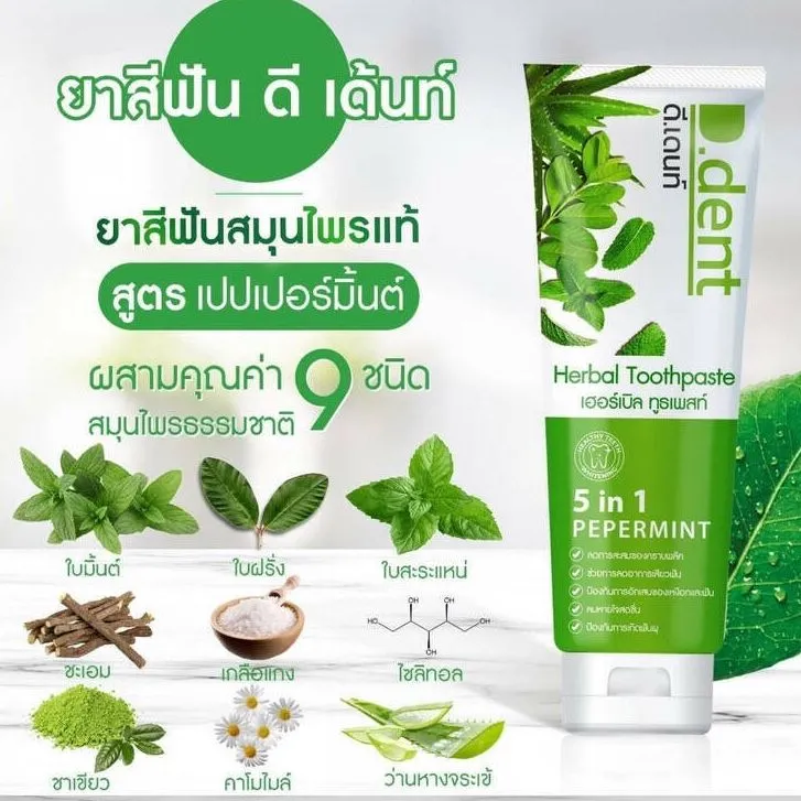 ยาสีฟัน ดีเดนท์ D.dent ยาสีฟันสมุนไพร ยกแพ็ค 5หลอด | Lazada.co.th