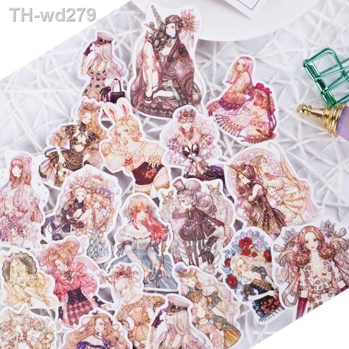 190pcs-pack-sen-goth-girl-lolita-girl-sticker-handbill-sticker-homemade-watercolor-hand-painted-daily-scrapbooking-stickers