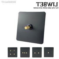 ❄ஐ✕ LIWBET Black Color Wall Switch And AC220 250V Stainless Steel Panel 2 Way Copper Toggle Light Switch And Wall Socket