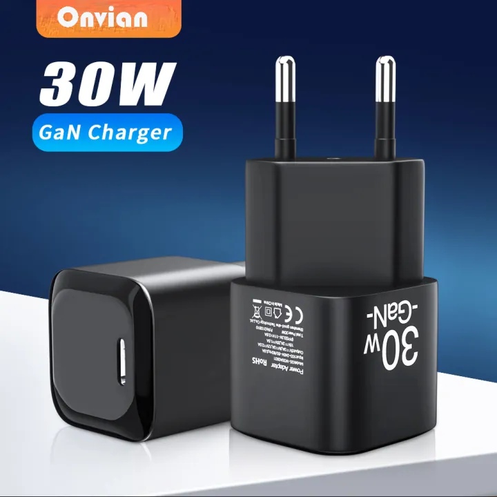 【ready Stock】onvian Gan Charger 30w Usb Type C Pd Fast Charge Cable Usb C Phone Charger For