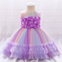 Infant Baby Girls Applique Tutu Birthday Party Dresses Kids Wedding Holiday Gowns Newborn Baptism Clothes Prom Princess Dresses