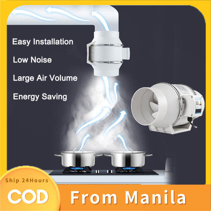 Inline Pipe Exhaust Fan Ventilation Fan for Kitchen Bathroom 4/6 Inch