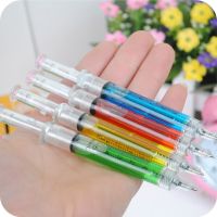 4 Pcs Ballpoint Pen with Liquid Syringe Injector Shape Office Stationery Pens