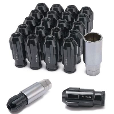 20 Pcs Wheel Lug Nuts Screw Racing Aluminium alloy Theft Prevention Wheel Bolts Wheel Studs M12x1.5/1.25 50MM for Most cars