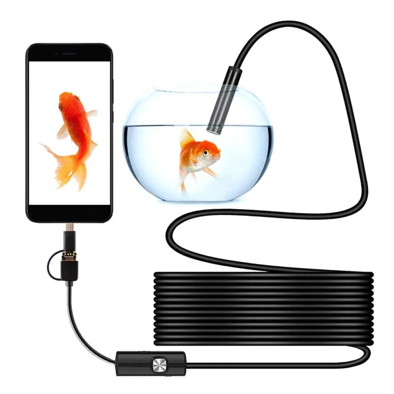 Mini caméra endoscopique étanche avec lumière LED, -0