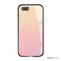 UCUC เคสโทรศัพท์เคสสำหรับ Realme C2 a1k แก้วโทรศัพท์กรณีคลาสสิกแฟชั่น Aurora สายรุ้งปลอกไล่โทนสีชุดกรณีกันกระแทกกระจกปกหลัง