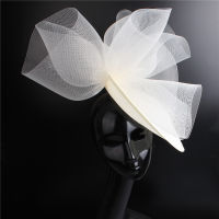 Ivory Big ผู้หญิง Milliery หมวกเจ้าสาวงานแต่งงานตาข่าย Fascinator หมวกคลิปผมสุภาพสตรีอย่างเป็นทางการ Church Headpiece ค็อกเทล Headwear