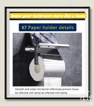Global Phoenix Wall Mounted Toilet Paper Holder with Phone Storage Rack  Stainless Steel Toilet Roll Holder Tissue Holder