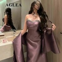 【HOT】₪ AGLEA 2023 Neck Beaded Prom Dresses with Shawl Floor Length Saudi Arabic Evening