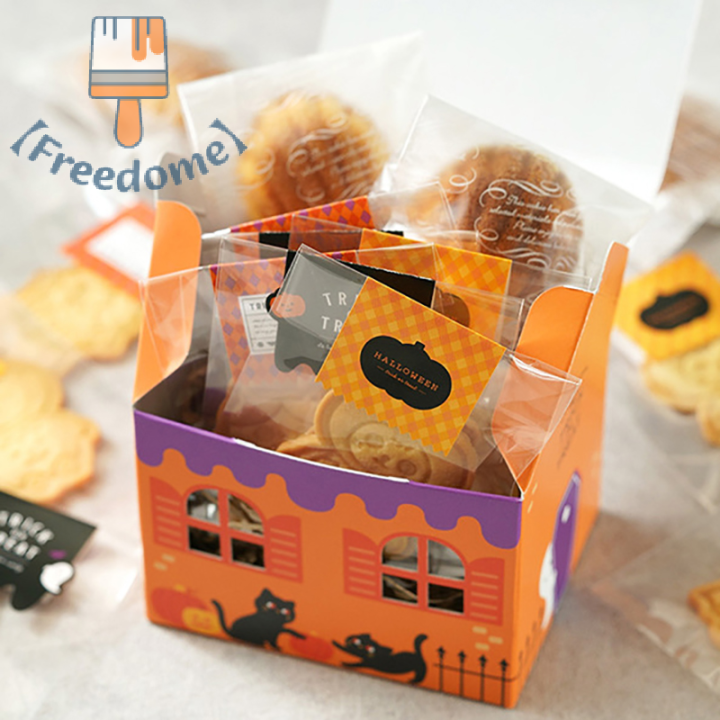 freedome-กล่องขนมฮาโลวีน10ชิ้นกล่องคุกกี้ของขวัญงานเลี้ยงเล็กๆน้อยๆของตกแต่งงานปาร์ตี้ฮัลโลวีน