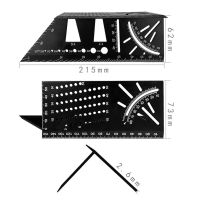 ไม้บรรทัดมุมอเนกประสงค์45 90องศา,เครื่องมือสำหรับช่างไม้ไม้บรรทัดฉากสี่เหลี่ยมทำจากอะลูมิเนียมอัลลอย