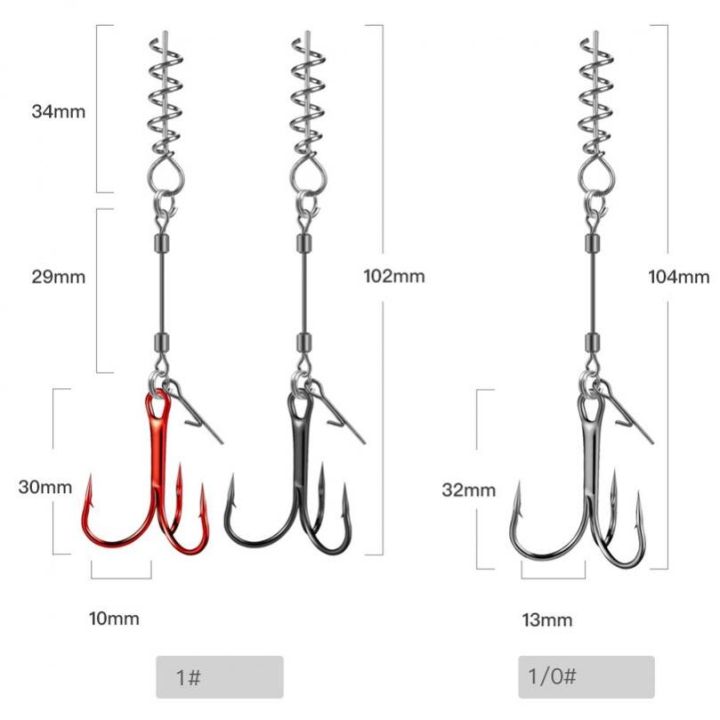 3ชิ้นตะขอสามง่ามตกปลากลุ่มเบ็ดตกปลาชุดขั้วต่อตะขอตกปลาเรือมหาสมุทรกลางแจ้งพร้อมสปริงขาล๊อคสำหรับปลาไพค์ปลาแบส-lyg3824ตกปลา