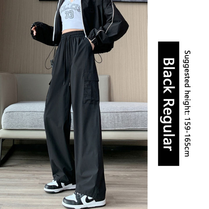 Women's Casual Solid Color Loose High Waist Cargo Pants