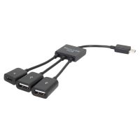 3 In1 Multi-Fungsi Dual Micro USB Host OTG Hub Adaptor Kabel Laki-laki Ke Perempuan USB Micro Dua 2.0 host OTG Hub Adaptor Kabel