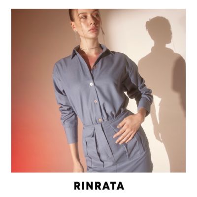 RINRATA - Aster Shirt เสื้อเชิ้ต แขนยาว กระดุมหน้า สีฟ้า ผ้าเทเลอร์ ทรงปล่อย โอเวอร์ไซส์ เสื้อใส่เที่ยว เสื้อไปทะเล  เาื้อทำงาน