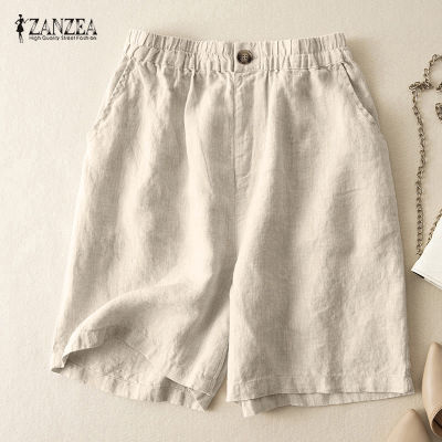 (สินค้ามาใหม่)(จัดส่งฟรี)Fancystyle ZANZEA กระเป๋าด้านข้างลำลองของผู้หญิงกางเกงขาสั้นธรรมดาหลวมเอวยางยืดกางเกงผ้าฝ้าย #2