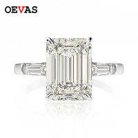 OEVAS 925 Sterling Silver Emerald Cut Created Moissanite Gemstone Wedding Engagement Diamonds Ring Fine Jewelry Gifts Wholesale