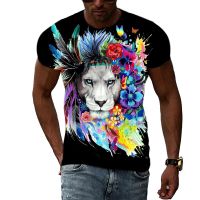 New 3D harajuku Personality Lion graphic t shirts For Men Summer Fashion Graffiti Animal Pattern Printing short sleeve t-shirts