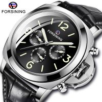 ZZOOI Fashion FORSINING Men Skeleton Automatic Mechanical Watches Transparent Leather Clock Luminous Week Month Display Wristwatches
