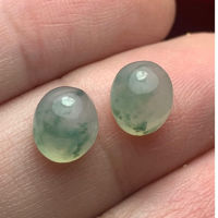 หยกพม่า บ่อเก่า คู่ต่างหู Mos In Icy ใส เขียว เนื้อแก้ว Natural Burma Jade A Type จิวเวลรี่ Jewelry Top คุณภาพ