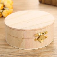 Retro Round Wooden Box Jewelry Watch Ring Necklace Bracelet Earrings Storage Case Wedding Gift Boxes With Lid Home Decoration