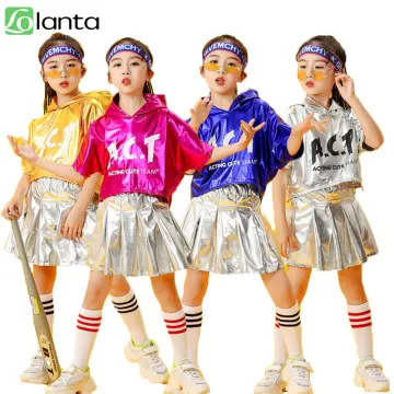LOLANTA Girls Clothing Kids Hip Hop Dance Clothes 4Pcs Denim Vest