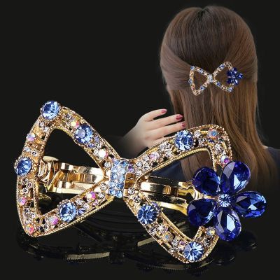 South Koreas new 4-color alloy bow tie hairpin exquisite flower rhinestone womens spring clip