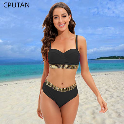 CN Sexy Push Up Bikini High Waist Women Swimsuits Solid Swimwear 2022 Black Female Set Vintage Cut Bathing Suit New