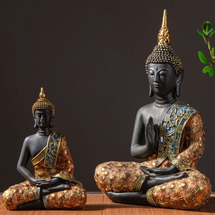 พระพุทธรูปขนาดใหญ่รูปปั้นประเทศไทย-buda-พระพุทธรูปประติมากรรมสีเขียวเรซิ่น-handmade-พุทธศาสนา-hindu-fengshui-figurine-สมาธิ-home-decor