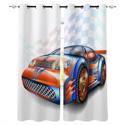 Red Sports Car Sea View Room Curtains Large Window Window Curtains Living Room Bathroom Bedroom Outdoor Fabric Indoor Decor Kids