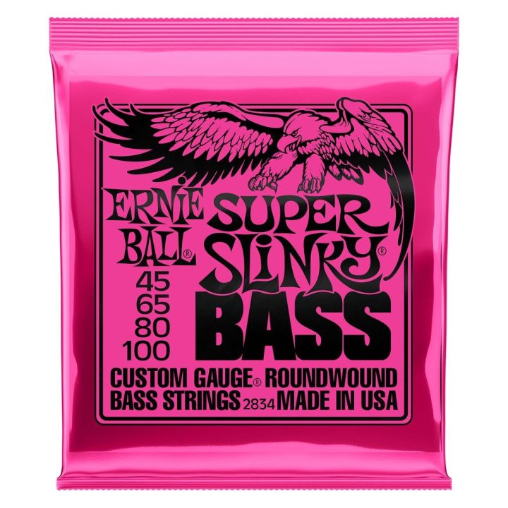 สายเบส 4สาย ERNIE BALL 45-100 GAUGE SUPER SLINKY NICKEL WOUND ELECTRIC BASS STRINGS PO2834