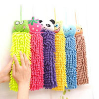 Bathroom Washcloths Cartoon Shaped Handkerchief 30CM Chenille Cute Hand Face Wipe Towel Kitchen Hanging Towels Random Color