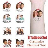 【YF】 Personalized Tattoos Sticker 8 Pcs Set Photo Names Waterproof Temporary Face Body Tattoo Couple Wedding Sticke