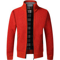 Mens Fall Winter Sweater  New Zippered Cardigan with Fool Warm Casual Loose Knitted Sweater Solid Color Stand Collar