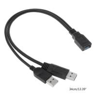 USB 2.0 A Male to USB Female 2 Double Dual Power Supply USB Female Splitter Extension Cable HUB Charger for Printers Accessories