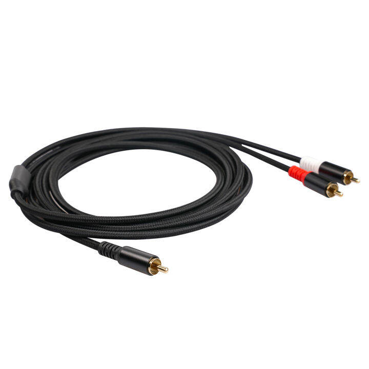 สาย RCA Y 1 RCA ชาย2 RCA ชายสายสัญญาณเสียงสเตอริโอ Dual Shielded Gold