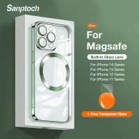 Sanptoch เคสโทรศัพท์แม่เหล็ก Magsafe,สำหรับ iPhone 14 13 12 11 Pro Max ฝาครอบป้องกันเลนส์กล้องสำหรับ iPhone 14 Plus เคส TPU นิ่มใส