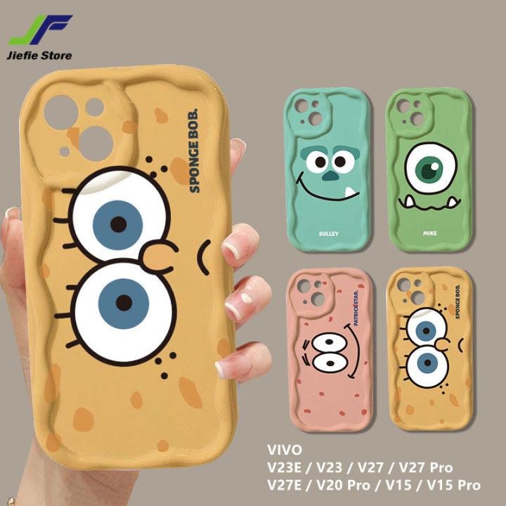 jiefei-โทรศัพท์มือถือการ์ตูนน่ารักตลก-spongebob-เคสสำหรับ-vivo-v23e-v23-v27-โปร-v27-v27e-v20โปร-v15-v15โปรเวฟด้านข้างส่งบิ๊กดาวนุ่มเคสป้องกันแรงกระเทือน