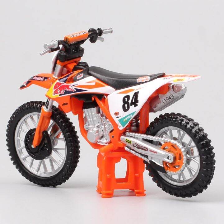 bburago-1-18-2018-ktm-450-84โมเดลมอเตอร์ไซค์แข่งอัลลอยด์ของขวัญของเล่นเด็กของสะสมสำหรับโชว์รถโมเดลเหล็ก