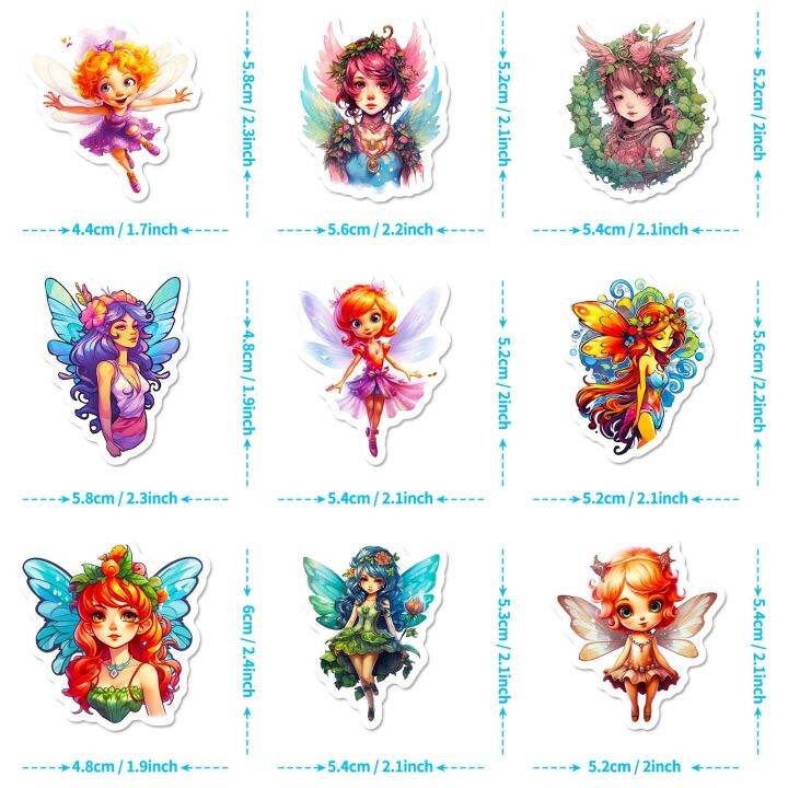 10-50pcs-angel-wing-fairy-girl-stickers-pack-for-kid-cartoon-graffiti-decals-scrapbooking-luggage-laptop-wall-stationery-sticker