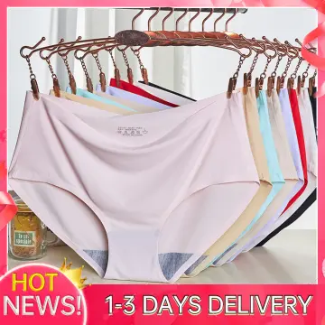 Ready stock-Women Soft Lace Panties Ice Silk Seamless Underwear Women Briefs  Underpants
