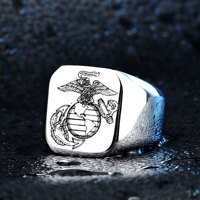 แหวนสแตนเลสสำหรับผู้ชายและผู้หญิงแหวนกองกำลังทหารเรือมีเอกลักษณ์สำหรับผู้ชายผู้หญิง